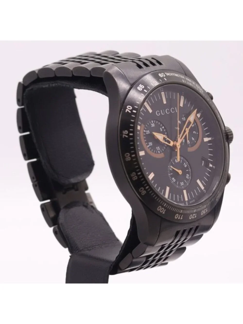 Gucci With and Ji Timeless 126.2 Quartz Date Chronograph Black Dial Watch
